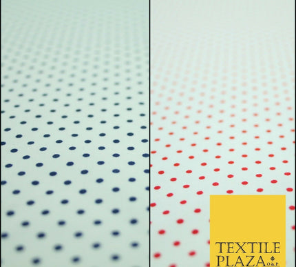 White Navy Blue Red Pin Dot Polka Small Spotted Poly Cotton Fabric Dress Craft