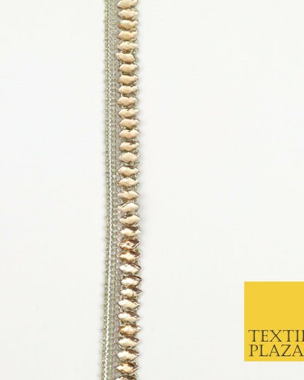 White Gold Infinite Diamonte Stone Trimming Ribbon Border Lace Ethnic Gota(X201)
