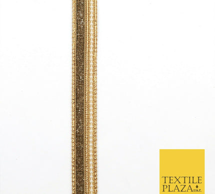 Brown Glimmer and White Pearl Beaded Trim Ribbon Border Lace Ethnic Gota (X196)