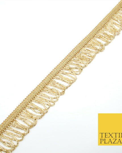 Gold Glass Beaded Deep Swag Tassel Drop Loop Trimming Ribbon Border Lace X319