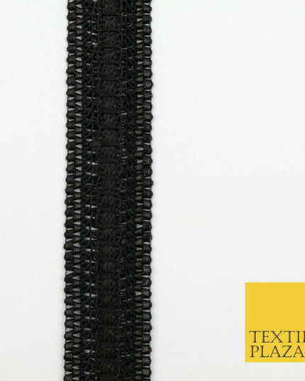 ALL BLACK Woven 3D Threaded Metallic Trimming Gota Border Indian Ethnic X219