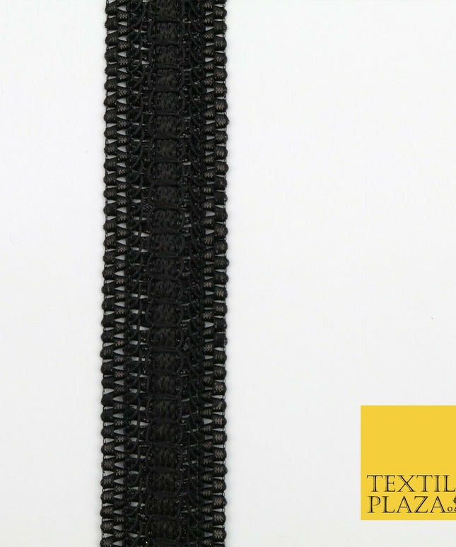 ALL BLACK Woven 3D Threaded Metallic Trimming Gota Border Indian Ethnic X219