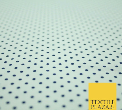 White Navy Blue Red Pin Dot Polka Small Spotted Poly Cotton Fabric Dress Craft