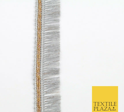 SILVER Metallic Plait Fringe Tassel Trimming Gota Border Indian Ethnic X217
