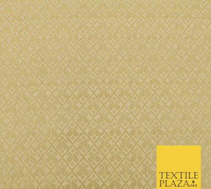 GOLD Paisley Diamond Check Indian Banarsi Brocade Fabric Dress Craft 1566