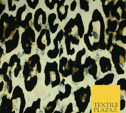 Jungle Leaves Floral Animal Cheetah Print Soft Stretch Jersey Dress Fabric Craft