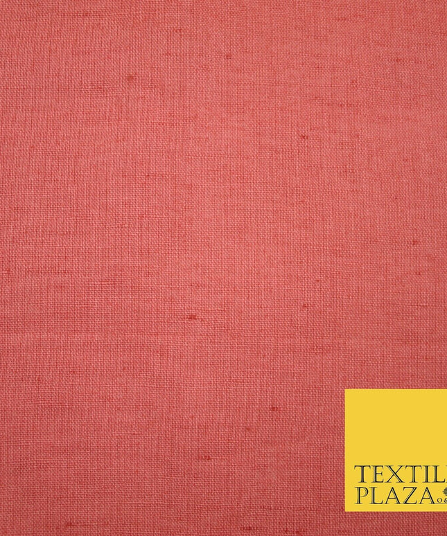 Dusty Salmon Pink Luxury Plain Cotton Linen Fabric 10 Colours Dress Craft 571