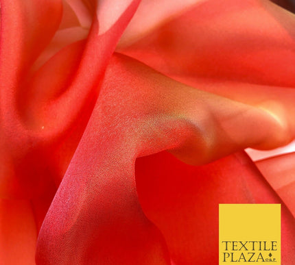FIERY RED TwoTone Crystal Organza Bridal Wedding Dance Dress Veil Fabric 60" 988