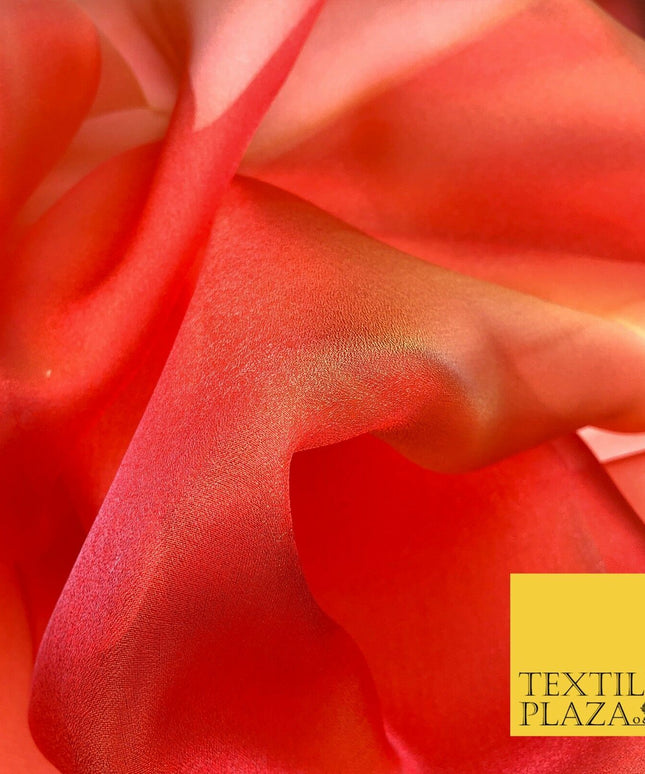FIERY RED TwoTone Crystal Organza Bridal Wedding Dance Dress Veil Fabric 60" 988