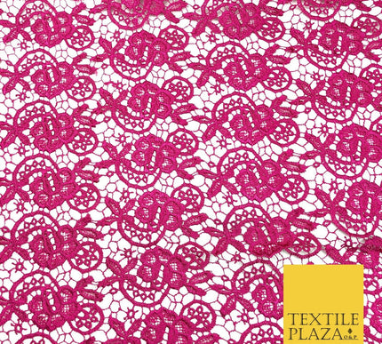 CERISE PINK Premium Guipure Intricate Lace Dress Fabric Wedding Bridal 4Cols 857