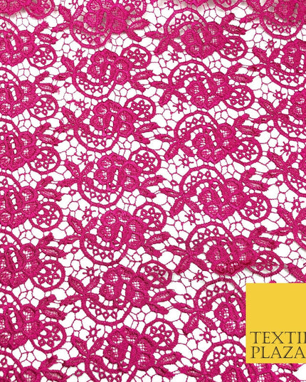 CERISE PINK Premium Guipure Intricate Lace Dress Fabric Wedding Bridal 4Cols 857