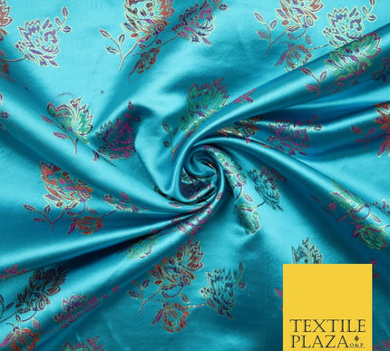 Traditional Oriental Chinese Brocade Metallic Floral Satin Jacquard Fabric 59"