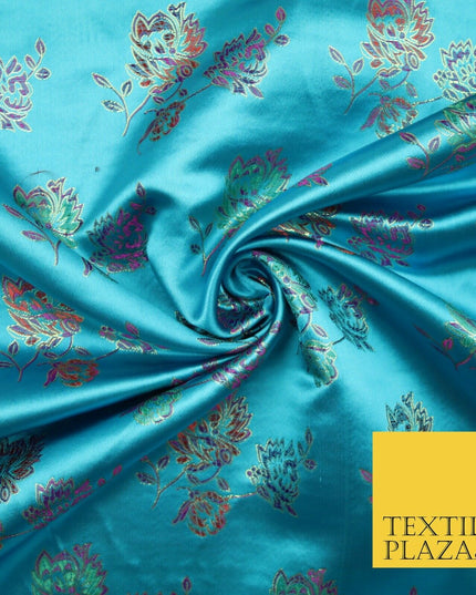 Traditional Oriental Chinese Brocade Metallic Floral Satin Jacquard Fabric 59"