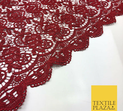 MAROON RED Premium Guipure Intricate Lace Dress Fabric Wedding Bridal 4 Cols 855