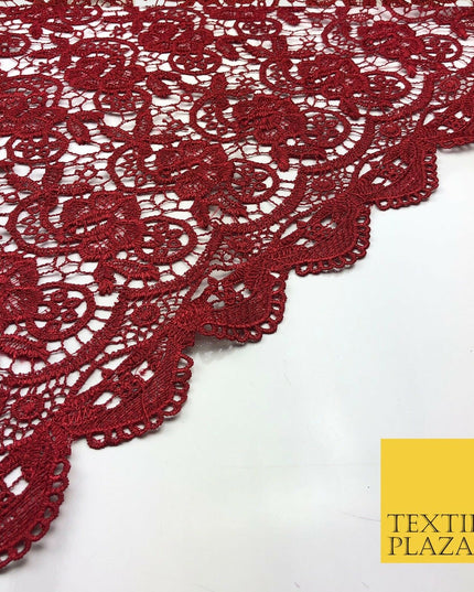 MAROON RED Premium Guipure Intricate Lace Dress Fabric Wedding Bridal 4 Cols 855