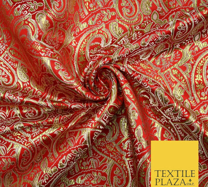 Intricate Paisley Oriental Chinese Brocade Metallic Satin Jacquard Fabric 59"