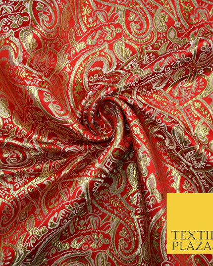 Intricate Paisley Oriental Chinese Brocade Metallic Satin Jacquard Fabric 59"