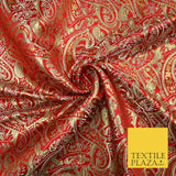 Intricate Paisley Oriental Chinese Brocade Metallic Satin Jacquard Fabric 59"
