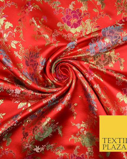 Traditional Oriental Chinese Brocade Metallic Floral Satin Jacquard Fabric 59"
