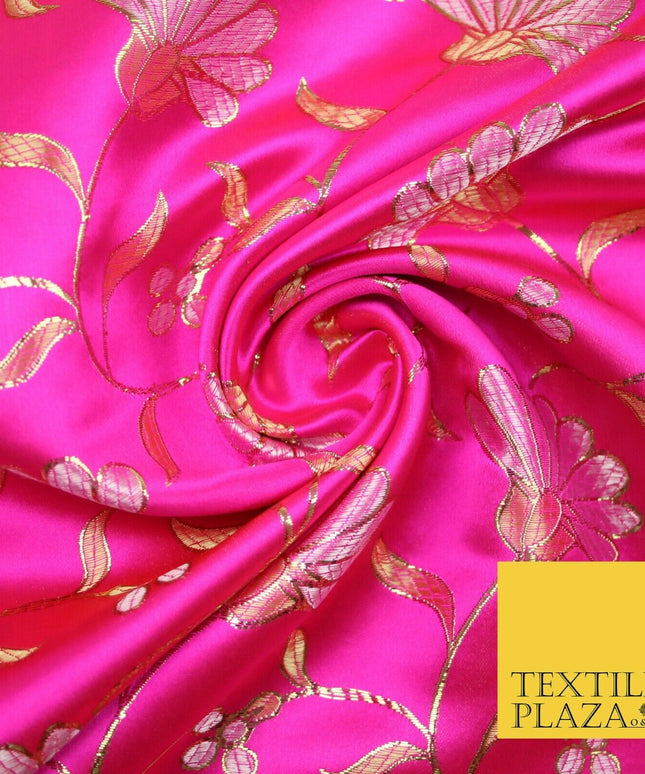 Traditional Oriental Chinese Brocade Metallic Floral Satin Jacquard Fabric 59"