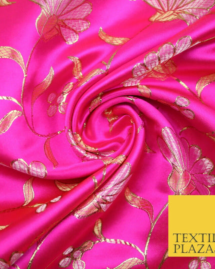 Traditional Oriental Chinese Brocade Metallic Floral Satin Jacquard Fabric 59"
