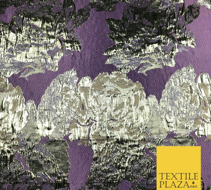 LILAC Luxury Flower Textured Brocade Jacquard Dress Fabric Metallic Fancy 1442