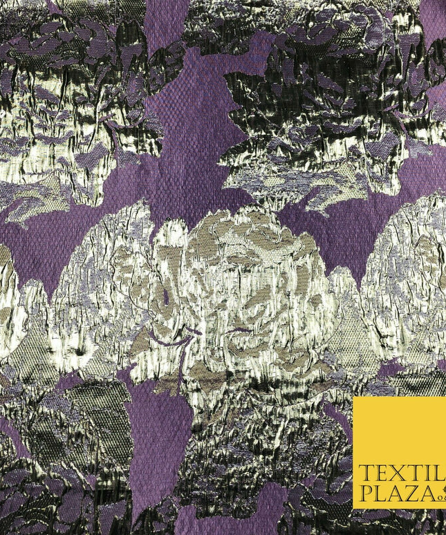 LILAC Luxury Flower Textured Brocade Jacquard Dress Fabric Metallic Fancy 1442