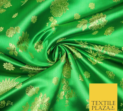 Traditional Oriental Chinese Brocade Metallic Floral Satin Jacquard Fabric 59"