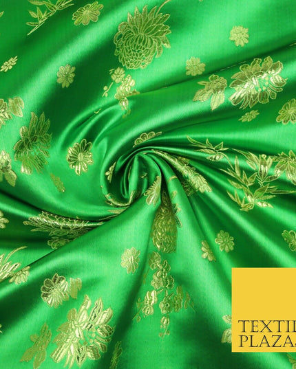 Traditional Oriental Chinese Brocade Metallic Floral Satin Jacquard Fabric 59"