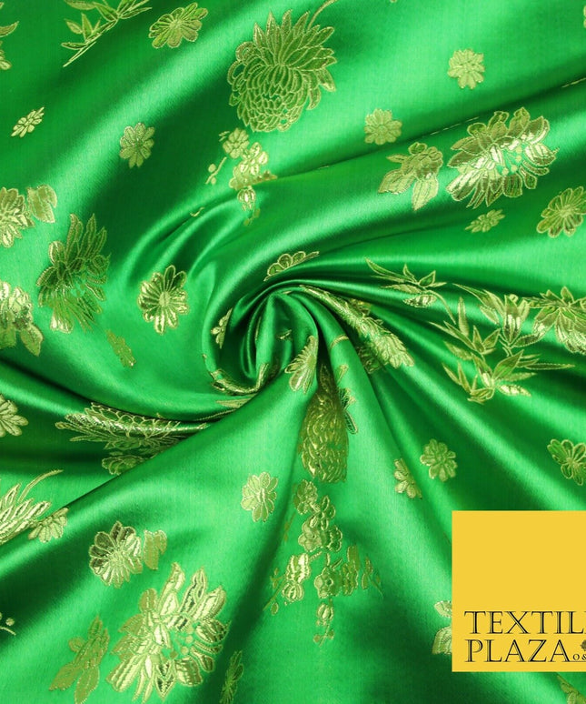 Traditional Oriental Chinese Brocade Metallic Floral Satin Jacquard Fabric 59"