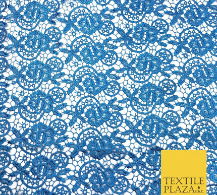 BLUE Premium Guipure Intricate Lace Dress Fabric Wedding Bridal 4 Cols 858