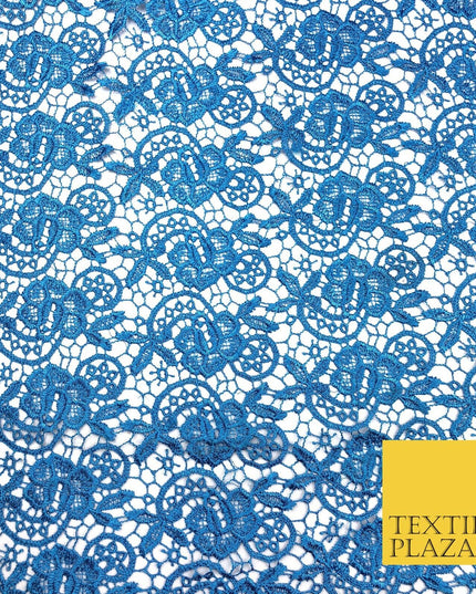 BLUE Premium Guipure Intricate Lace Dress Fabric Wedding Bridal 4 Cols 858