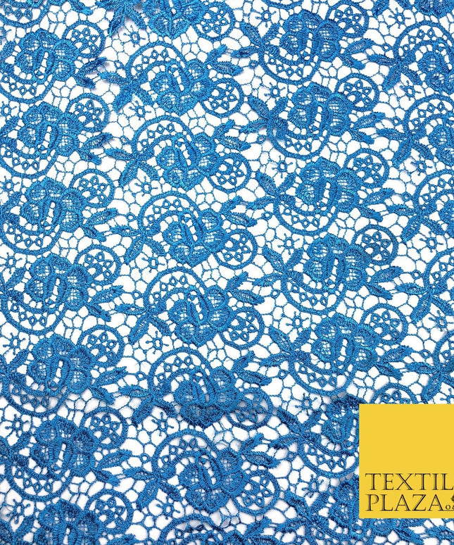 BLUE Premium Guipure Intricate Lace Dress Fabric Wedding Bridal 4 Cols 858