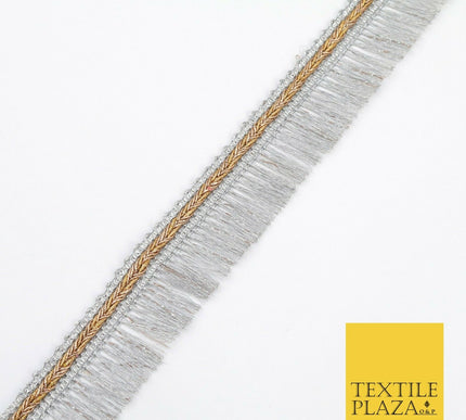 SILVER Metallic Plait Fringe Tassel Trimming Gota Border Indian Ethnic X217