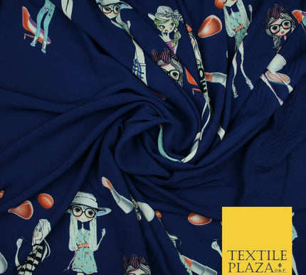 Premium Striped Palm Trees Elephant Retro Printed Bubble Crepe Dress Fabric 58"