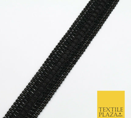 ALL BLACK Woven 3D Threaded Metallic Trimming Gota Border Indian Ethnic X219