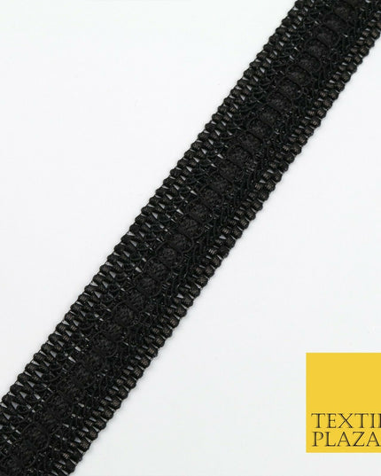 ALL BLACK Woven 3D Threaded Metallic Trimming Gota Border Indian Ethnic X219