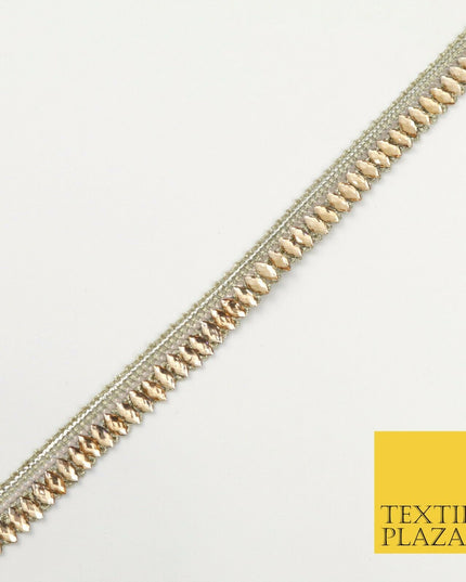 White Gold Infinite Diamonte Stone Trimming Ribbon Border Lace Ethnic Gota(X201)