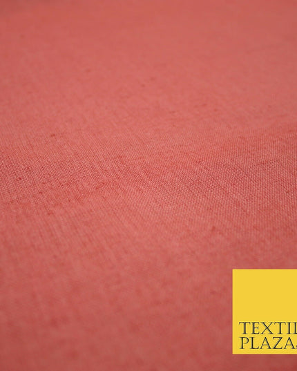 Dusty Salmon Pink Luxury Plain Cotton Linen Fabric 10 Colours Dress Craft 571