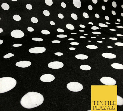 Black & White Multi Spots Winceyette Soft Brushed 100% Cotton Print Fabric RA880