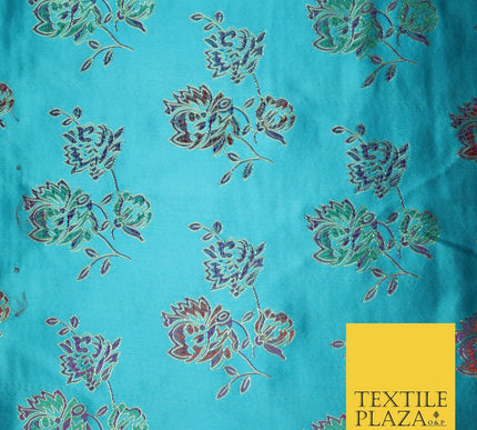 Traditional Oriental Chinese Brocade Metallic Floral Satin Jacquard Fabric 59"