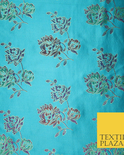 Traditional Oriental Chinese Brocade Metallic Floral Satin Jacquard Fabric 59"