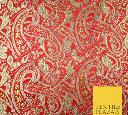 Intricate Paisley Oriental Chinese Brocade Metallic Satin Jacquard Fabric 59"