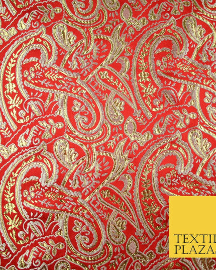 Intricate Paisley Oriental Chinese Brocade Metallic Satin Jacquard Fabric 59"
