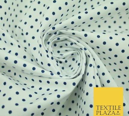 White Navy Blue Red Pin Dot Polka Small Spotted Poly Cotton Fabric Dress Craft