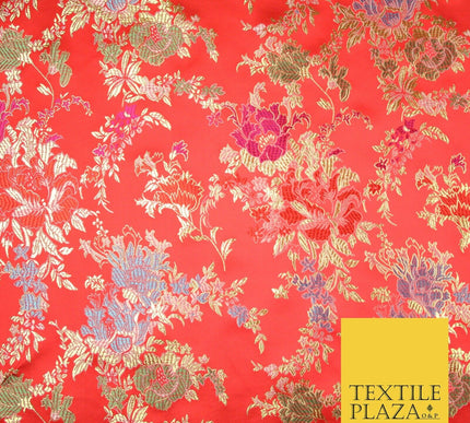 Traditional Oriental Chinese Brocade Metallic Floral Satin Jacquard Fabric 59"