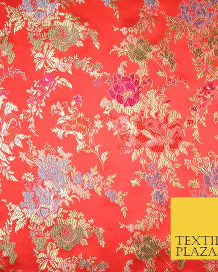 Traditional Oriental Chinese Brocade Metallic Floral Satin Jacquard Fabric 59"