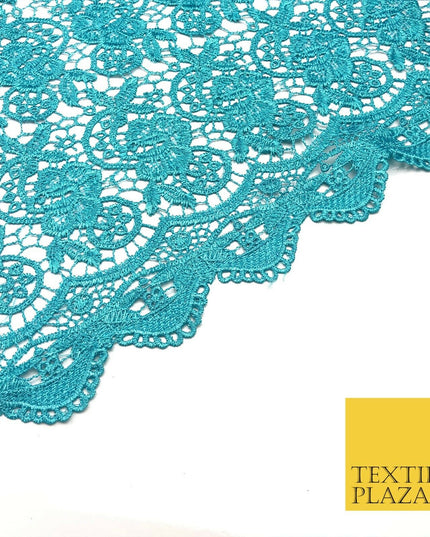 TURQUOISE BLUE Premium Guipure Intricate Lace Dress Fabric Wedding Bridal 856