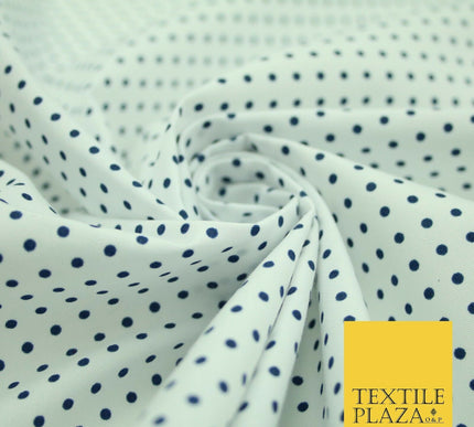 White Navy Blue Red Pin Dot Polka Small Spotted Poly Cotton Fabric Dress Craft