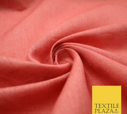 Dusty Salmon Pink Luxury Plain Cotton Linen Fabric 10 Colours Dress Craft 571